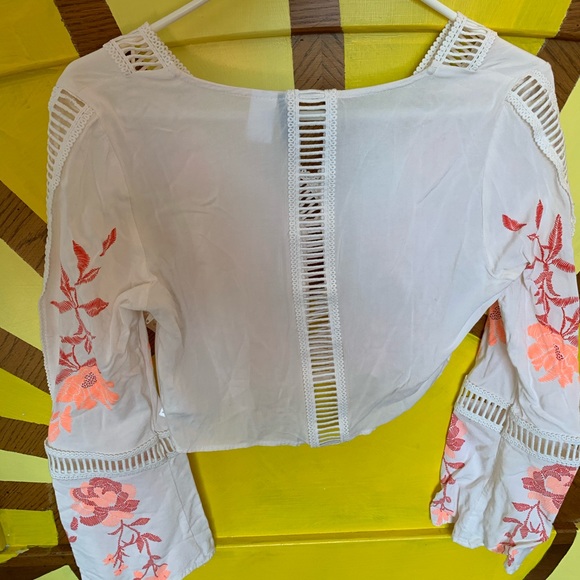 H&M Floral Crop Sheer Shirt - Picture 5 of 8